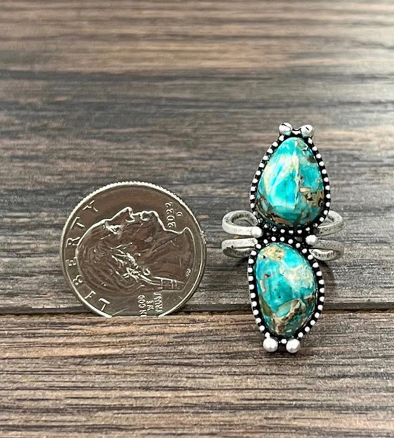 Duo Faux Turquoise Ring