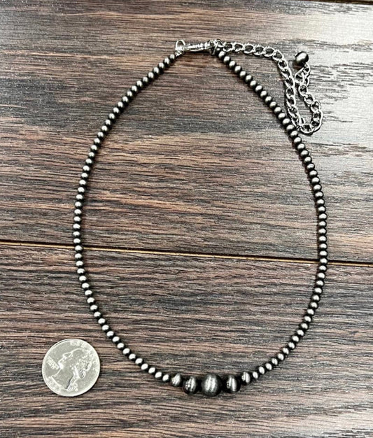 Faux 15" Silver Bead Necklace