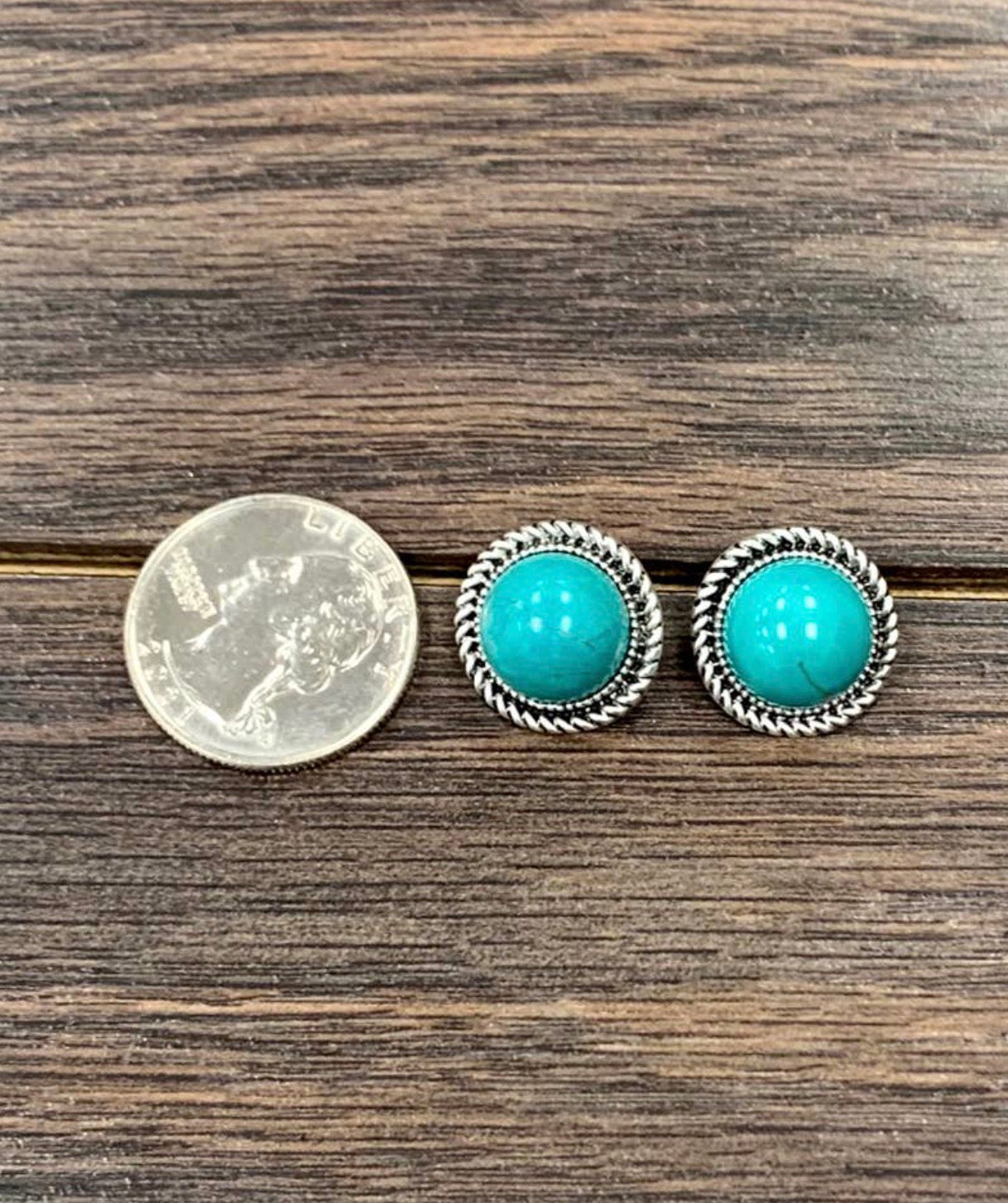 Faux 12mm Turquoise Stud Earrings