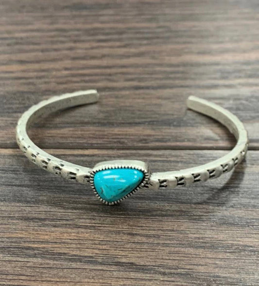 Small Stamped Turquoise Faux Cuff