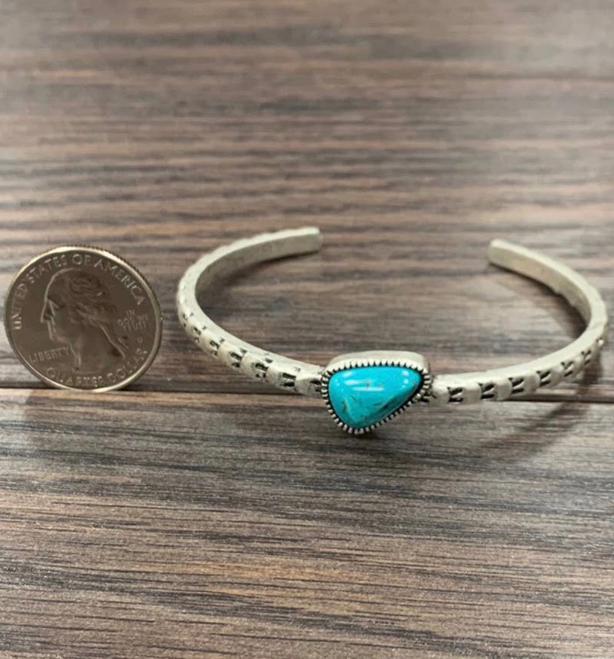 Small Stamped Turquoise Faux Cuff
