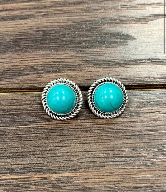 Faux 12mm Turquoise Stud Earrings