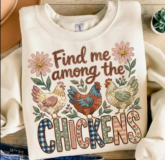 Find Me Among the Chickens Shirt – Graphic Tee, Long Sleeve & Crewneck.