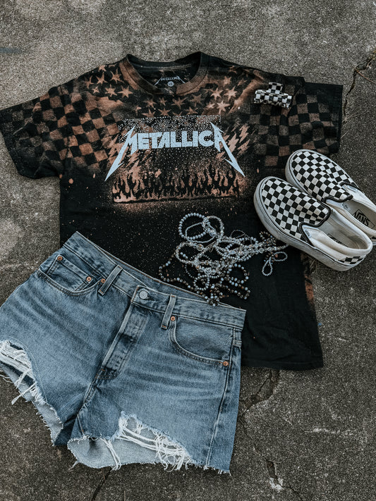 Upcycled By Katie: Metallica Ride the Lightning Bleached Patchwork Tee L (One of a Kind)