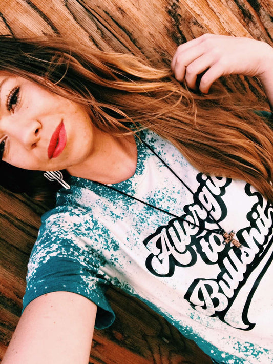 Allergic to Bullshit Bleached Tee on Bella + Canvas Jade Tri-Blend Shirt
