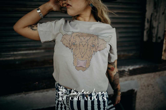 Bella Canvas Cement Highland Cow Tee