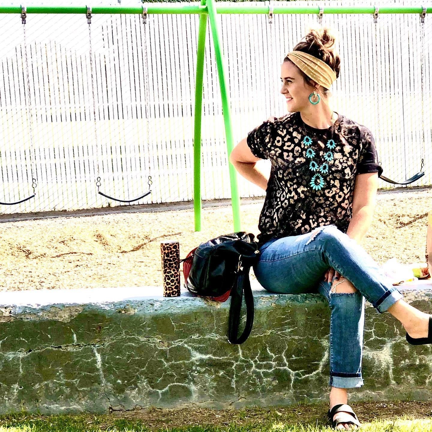 Plain Black Bleached Leopard Tee